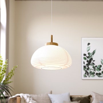Eglo - Lustre suspenso por cabo 1xE27/40W/230V Ø 55 cm branco/bege