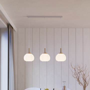 Eglo - Lustre suspenso por cabo 3xE27/40W/230V branco/bege