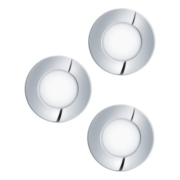 Eglo - Pack de 3 luminárias LED de embutir para casa de banho FUEVA 1xLED/2,8W/230V IP44 cromado brilhante Ø 8,5 cm