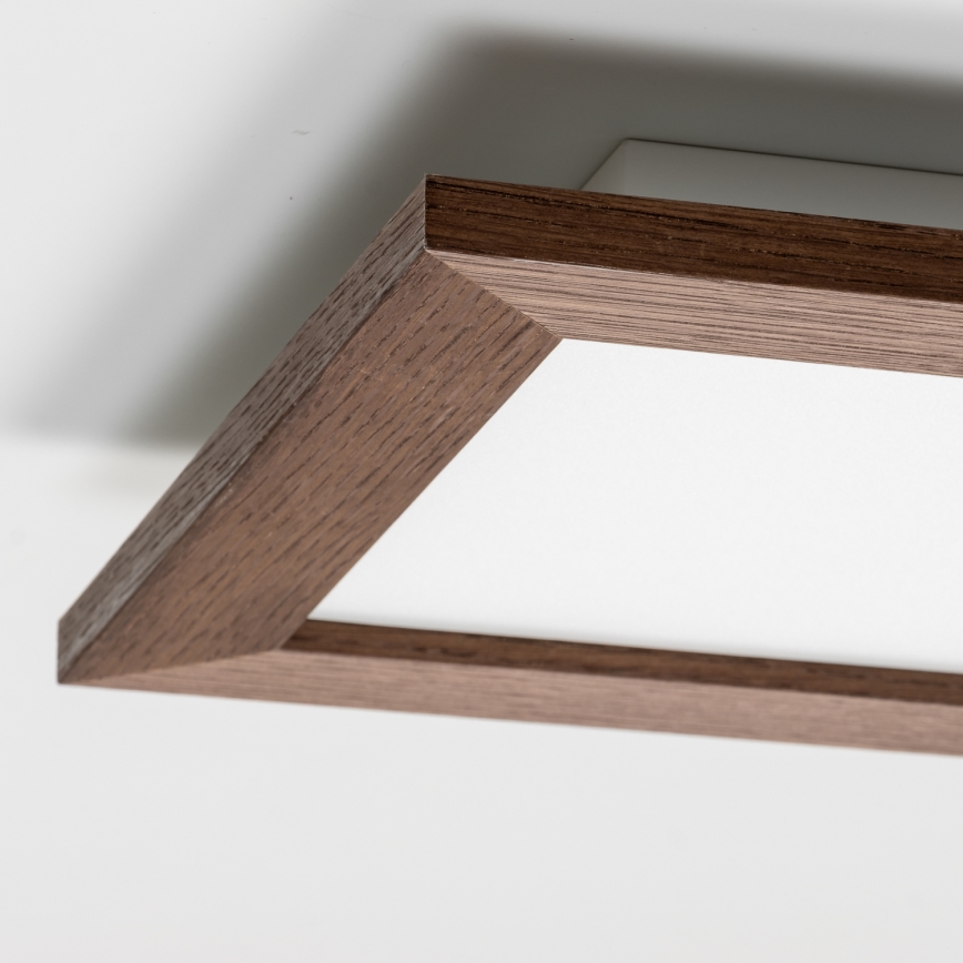 Eglo - Painel de sobrepor LED RGBW dimmerizável SALOBRENA-C WOOD LED/16W/230V 2700-6500K 34x34 cm castanho escuro + controlo remoto