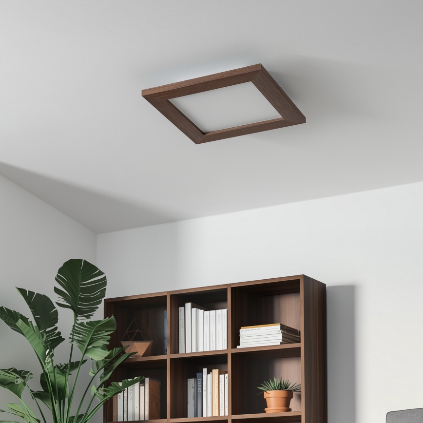 Eglo - Painel de sobrepor LED RGBW dimmerizável SALOBRENA-C WOOD LED/16W/230V 2700-6500K 34x34 cm castanho escuro + controlo remoto