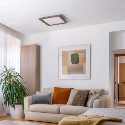 Eglo - Painel LED de embutir regulável POZZALLO WOOD LED/21W/230V 2700-6500K 49,5x49,5 cm castanho escuro + comando à distância