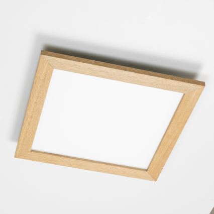 Eglo - Painel LED RGB dimerizável sobreposto SALOBRENA-C WOOD LED/40W/230V 2700-6500K 49,5x49,5 cm castanho + controlo remoto