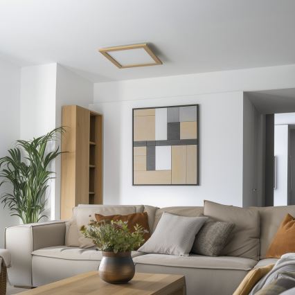 Eglo - Painel LED RGB dimerizável sobreposto SALOBRENA-C WOOD LED/40W/230V 2700-6500K 49,5x49,5 cm castanho + controlo remoto