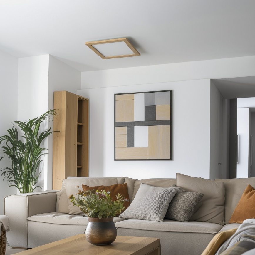 Eglo - Painel LED RGB dimerizável sobreposto SALOBRENA-C WOOD LED/40W/230V 2700-6500K 49,5x49,5 cm castanho + controlo remoto