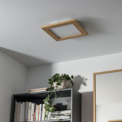 Eglo - Painel LED RGBW de sobrepor regulável SALOBRENA-C WOOD LED/16W/230V 2700-6500K 34x34 cm castanho + comando à distância