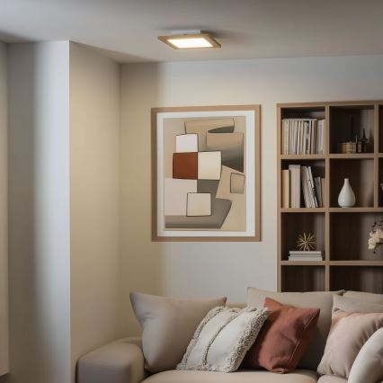 Eglo - Painel LED RGBW de sobrepor regulável SALOBRENA-C WOOD LED/16W/230V 2700-6500K 34x34 cm castanho + comando à distância