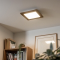 Eglo - Painel LED RGBW dimerizável sobreposto SALOBRENA-C WOOD LED/16W/230V 2700-6500K 34x34 cm castanho + comando remoto