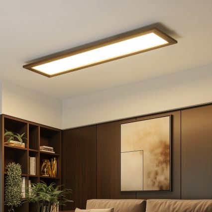 Eglo - Painel LED RGBW Regulável SALOBRENA-C WOOD LED/31W/230V 2700-6500K 34x124 cm castanho escuro + comando à distância