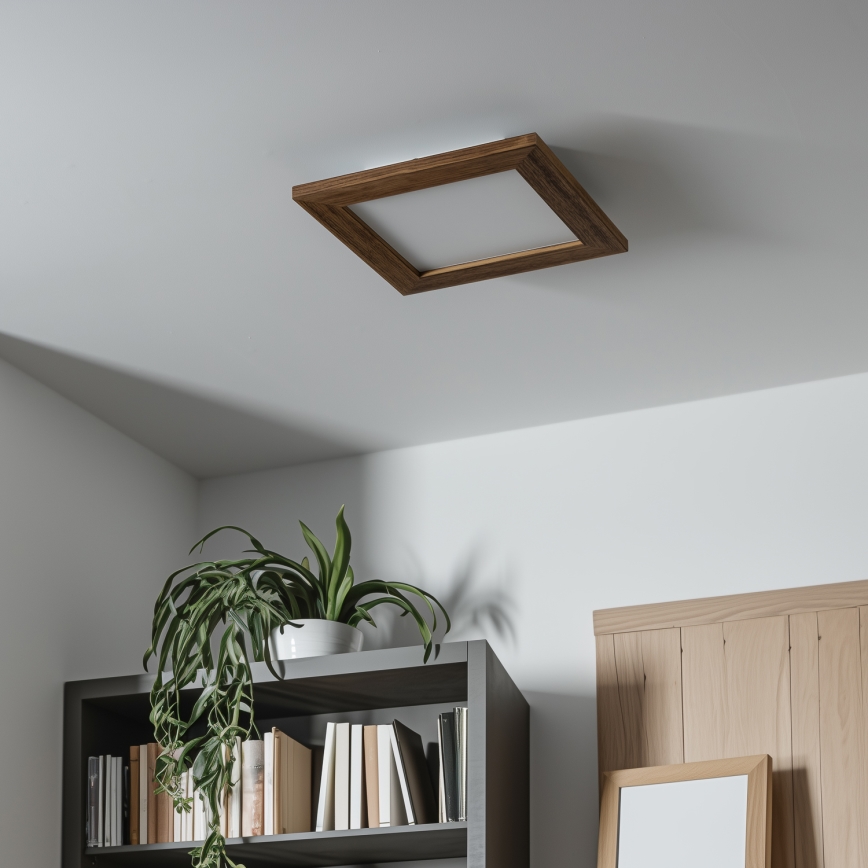 Eglo - Painel LED RGBW embutido dimmerizável SALOBRENA-C WOOD LED/16W/230V 2700-6500K 34x34 cm castanho + comando à distância