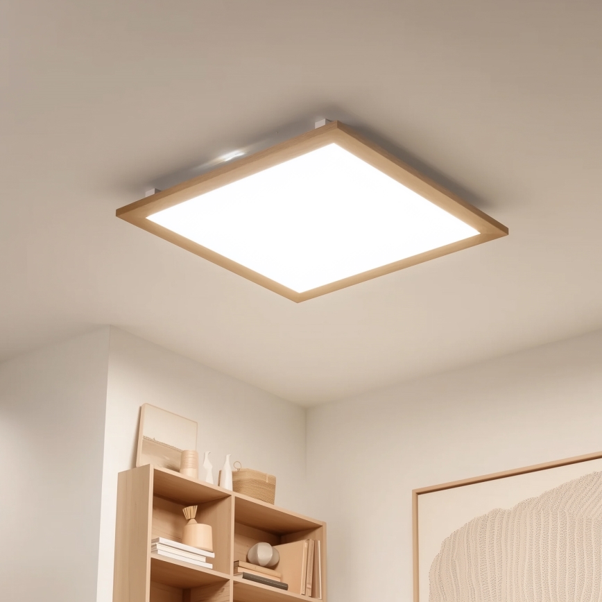 Eglo - Painel LED de embutir dimmerizável SALOBRENA-CL WOOD LED/31W/230V 2700-6500K 64x64 cm castanho