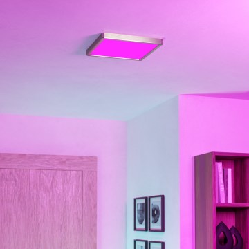 Eglo - Plafon LED RGBW regulável para casa de banho LED/13,5W/230V 2700-6500K 29,5x29,5 cm IP44 cromo mate