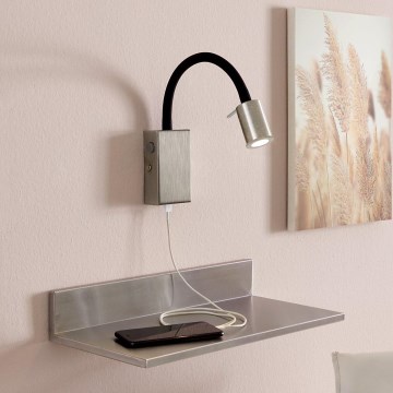 Eglo - Spot de parede LED com carregador USB, 3,5W/230V, cromado mate