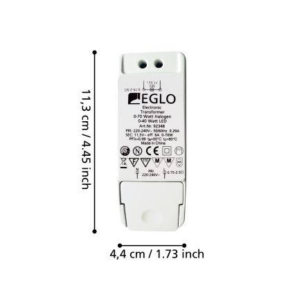 Eglo - Transformador elétrico 70W/230V/11,5V AC