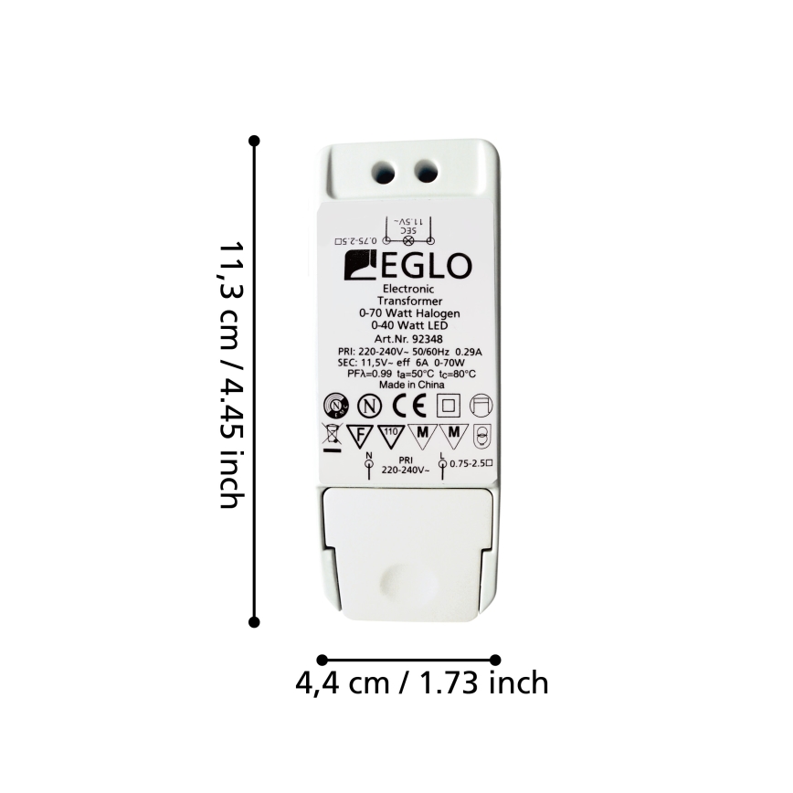 Eglo - Transformador elétrico 70W/230V/11,5V AC