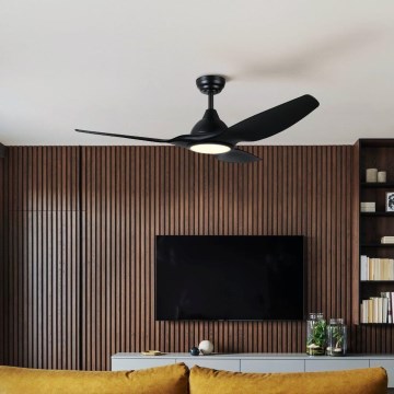 Eglo - Ventilador de teto LED dimmerizável LED/16W/230V preto + comando à distância