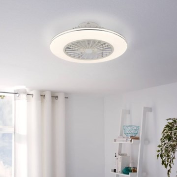Eglo - Ventilador de teto LED regulável 3xLED/12,6W/230V Ø 55 cm branco + comando remoto