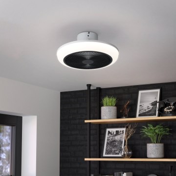 Eglo - Ventilador de teto LED regulável 3xLED/8,5W/230V 2700-6500K diâmetro 45,5 cm preto + controlo remoto