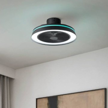 Eglo - Ventilador de teto LED RGBW dimerizável 3xLED/8,5W/230V+LED/6W 2700-6500K Ø 48 cm preto + comando remoto