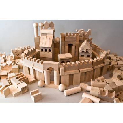 EkoToys - Blocos de madeira naturais 220 pcs