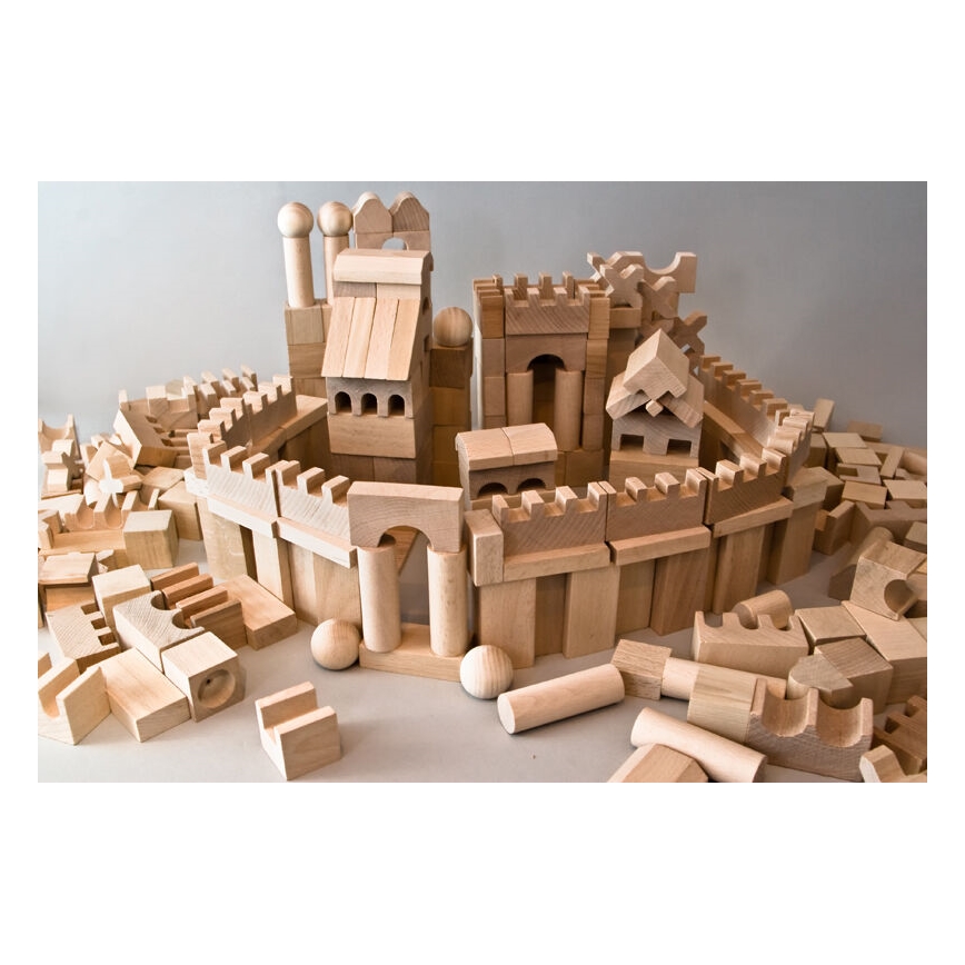 EkoToys - Blocos de madeira naturais 220 pcs