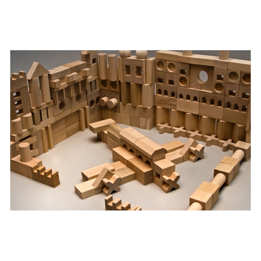 EkoToys - Blocos de madeira naturais 220 pcs