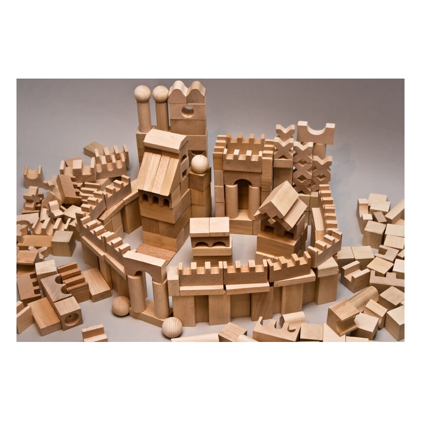 EkoToys - Blocos de madeira naturais 220 pcs