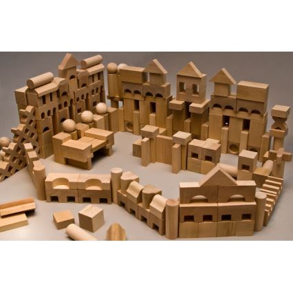 EkoToys - Blocos de madeira naturais 220 pcs