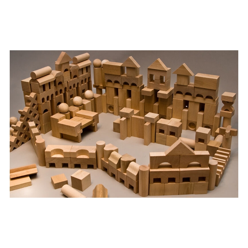 EkoToys - Blocos de madeira naturais 220 pcs