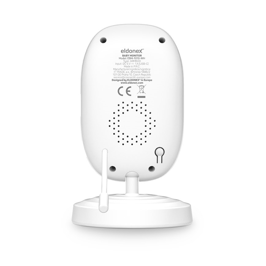 ELDONEX EBM-1010-WH - Babá eletrônica infantil com monitor 5V/2000 mAh