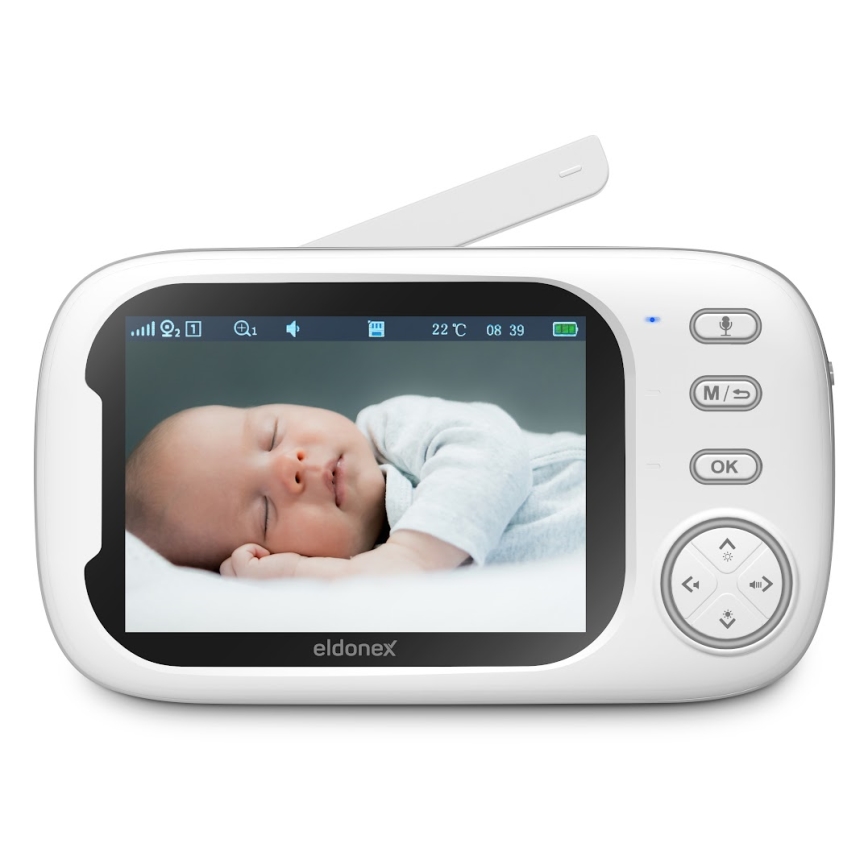 ELDONEX EBM-1010-WH - Babá eletrônica infantil com monitor 5V/2000 mAh