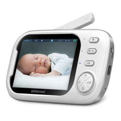 ELDONEX EBM-1010-WH - Babá eletrônica infantil com monitor 5V/2000 mAh