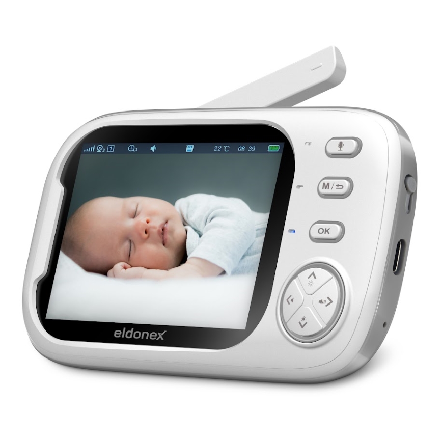 ELDONEX EBM-1010-WH - Babá eletrônica infantil com monitor 5V/2000 mAh