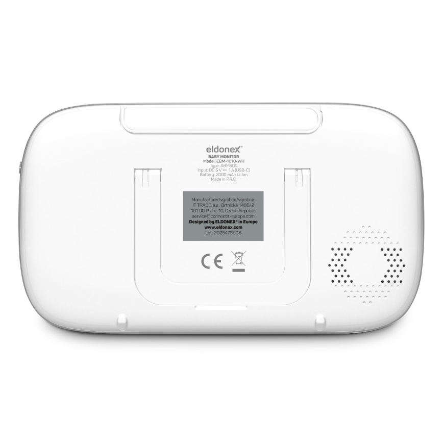 ELDONEX EBM-1010-WH - Babá eletrônica infantil com monitor 5V/2000 mAh