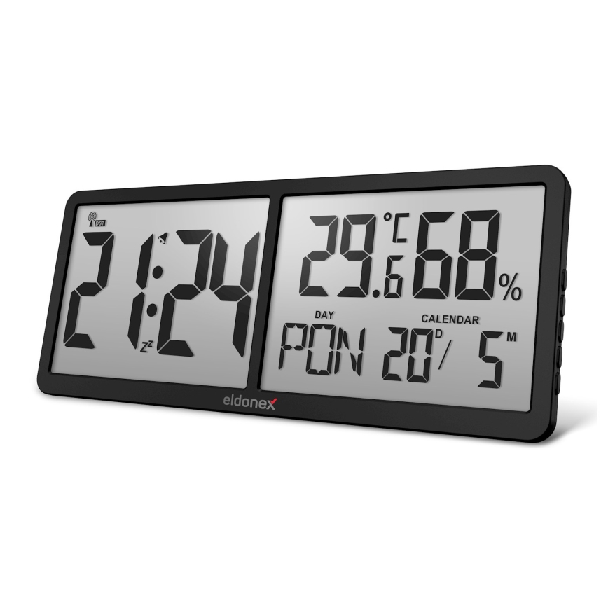 ELDONEX ECL-1110-BK - Relógio de parede digital TimeCheck 4xAA preto