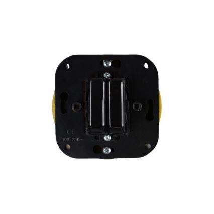 Elhard - Interruptor cerâmico retro duplo para escadas com moldura n.º 6+6, preto