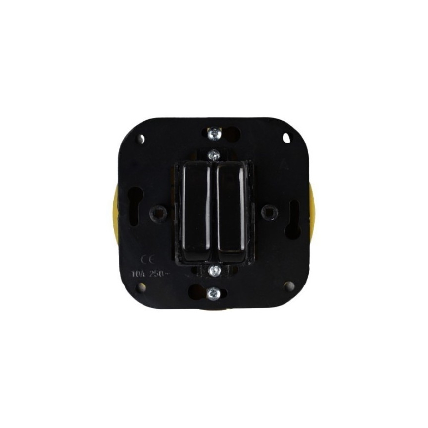 Elhard - Interruptor cerâmico retro duplo para escadas com moldura n.º 6+6, preto