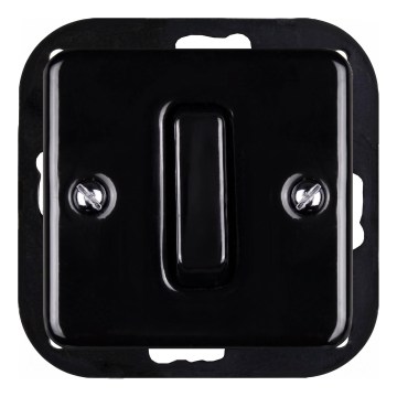 Elhard - Interruptor cerâmico retro para escadas, sem moldura, n.º 6, preto