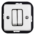 Elhard - Interruptor de escada duplo retro em cerâmica, sem moldura, n.º 6+6, branco