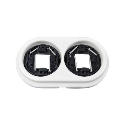 Elhard - Interruptor de parede cerâmico retro unipolar n.º 1 e tomada 230 V com moldura branca