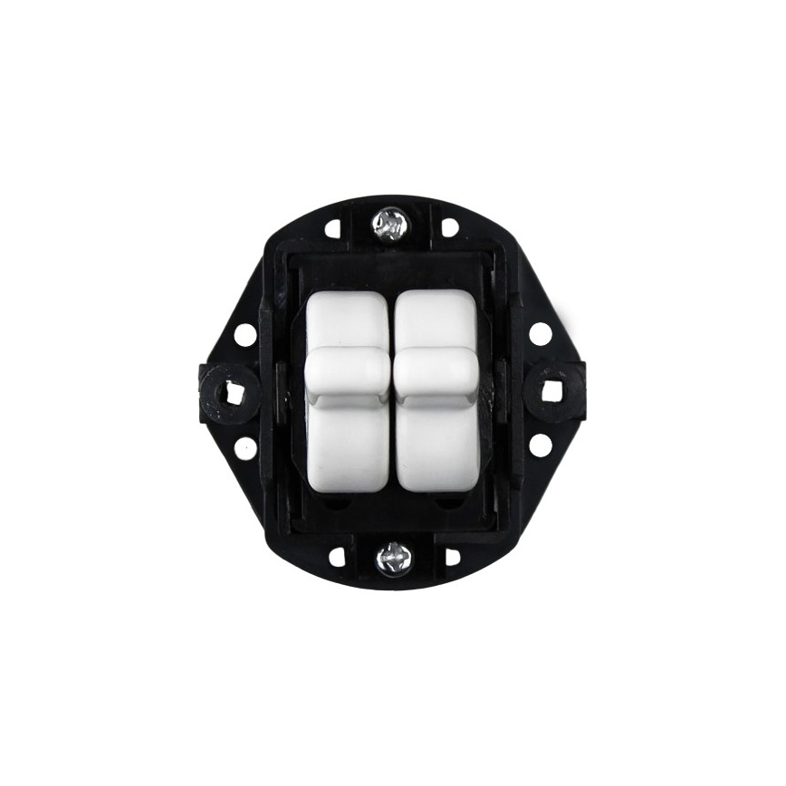 Elhard - Interruptor de parede cerâmico retro duplo para escadas com alavanca n.º 6+6 branco