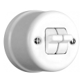 Elhard - Interruptor de parede cerâmico retro duplo para escadas com alavanca n.º 6+6 branco