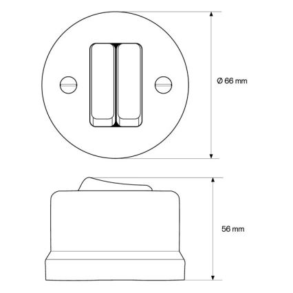 Elhard - Interruptor de parede cerâmico retro duplo para escadas n.º 6+6, preto