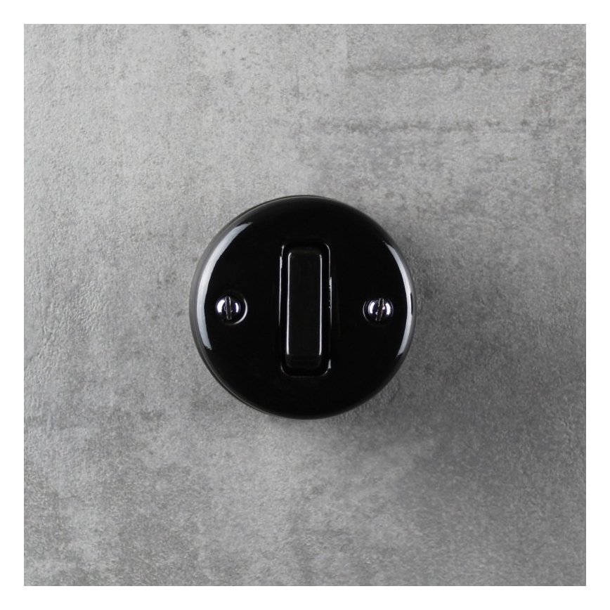 Elhard - Interruptor de parede cerâmico retro para escadas n.º 6, preto