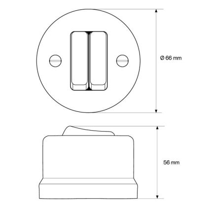 Elhard - Interruptor de parede em cerâmica estilo retro, duplo para escada n.º 6+6, branco