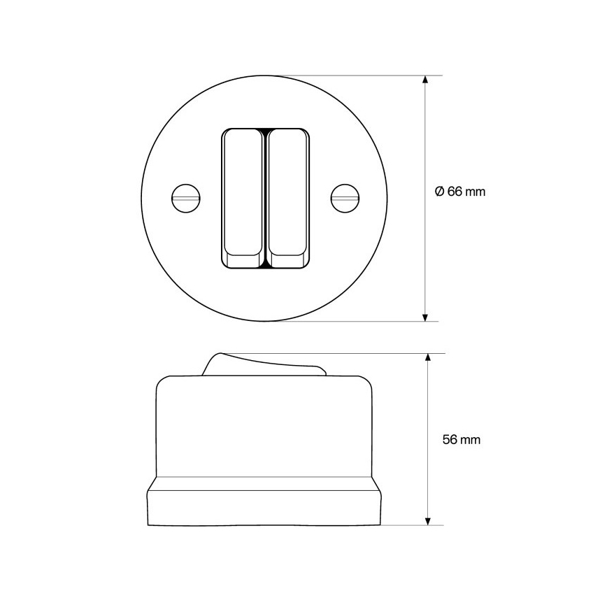 Elhard - Interruptor de parede em cerâmica estilo retro, duplo para escada n.º 6+6, branco