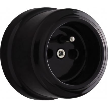 Elhard - Interruptor de parede cerâmico retro unipolar n.º 1 e tomada 230 V com moldura, preto