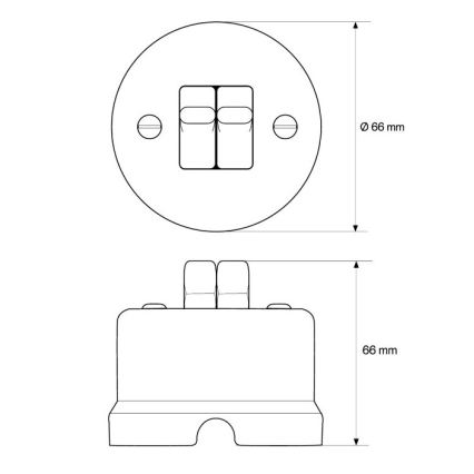 Elhard - Interruptor de parede cerâmico retro duplo para escadas com alavanca n.º 6+6 preto