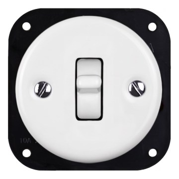 Elhard - Interruptor retro cerâmico simples com alavanca sem moldura n.º 1 branco
