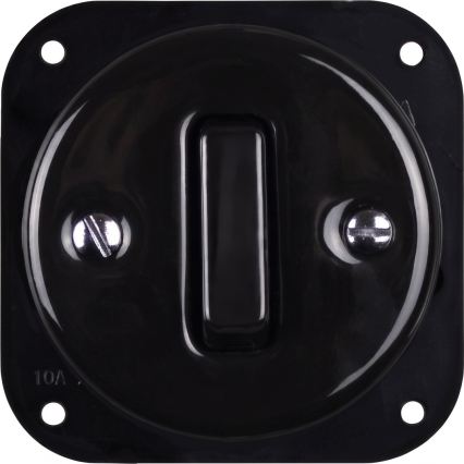Elhard - Interruptor retro cerâmico simples com moldura č. 1 preto/madeira clara